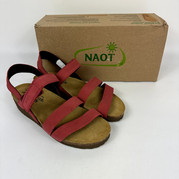 NEW Naot Womens Shoes Slingback Sandal Kayla Brick Red Nubuck EU 37 US 6 - Picture 1 of 9